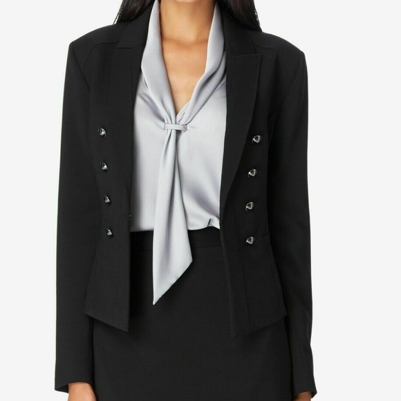 Tahari by ASL Womens Peak Lapel Dome Button Kissin